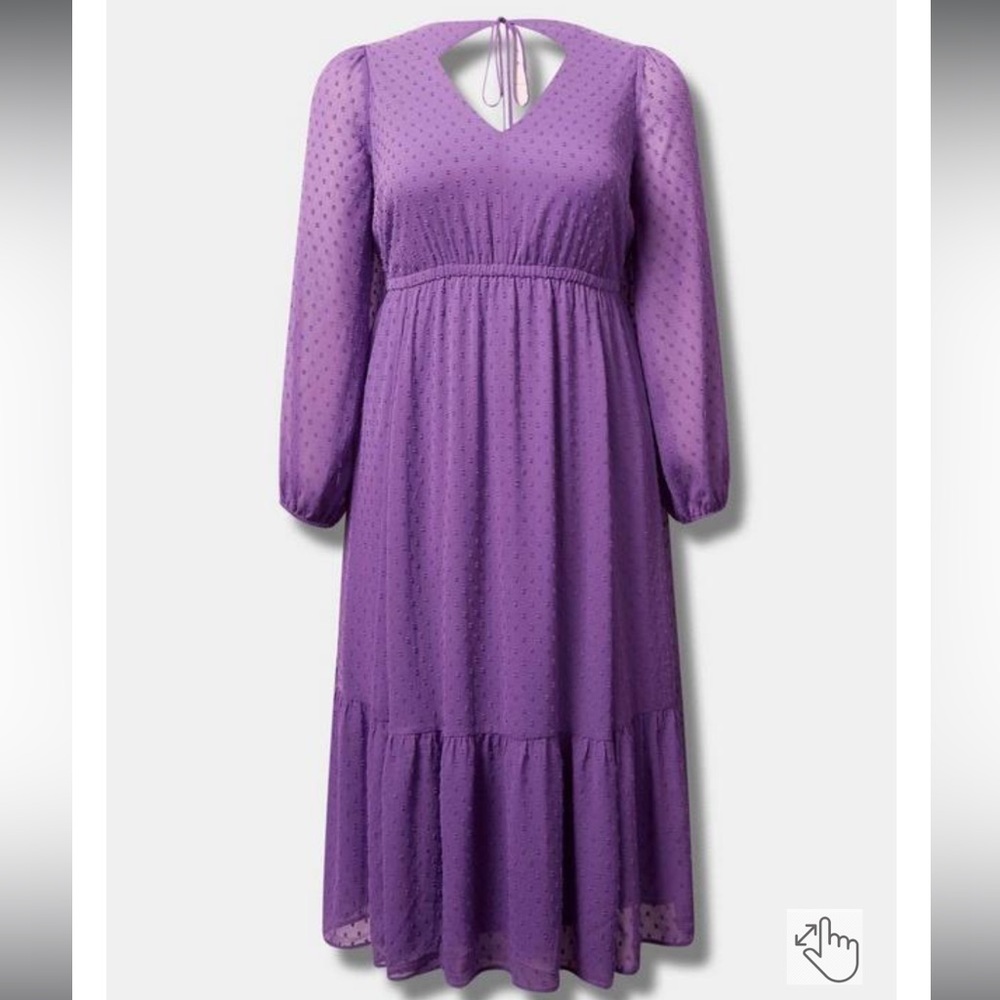 Torrid Tea Length Clip Dot Open Back A-Line Dress